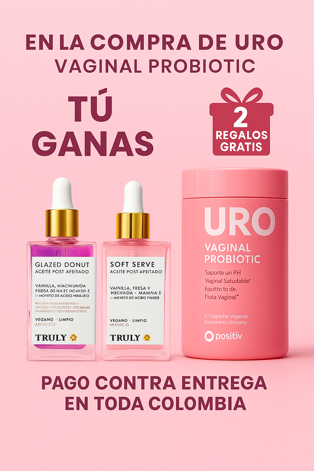 Probióticos Uro Vaginal + Combo bienestar intimo e Belleza Suave